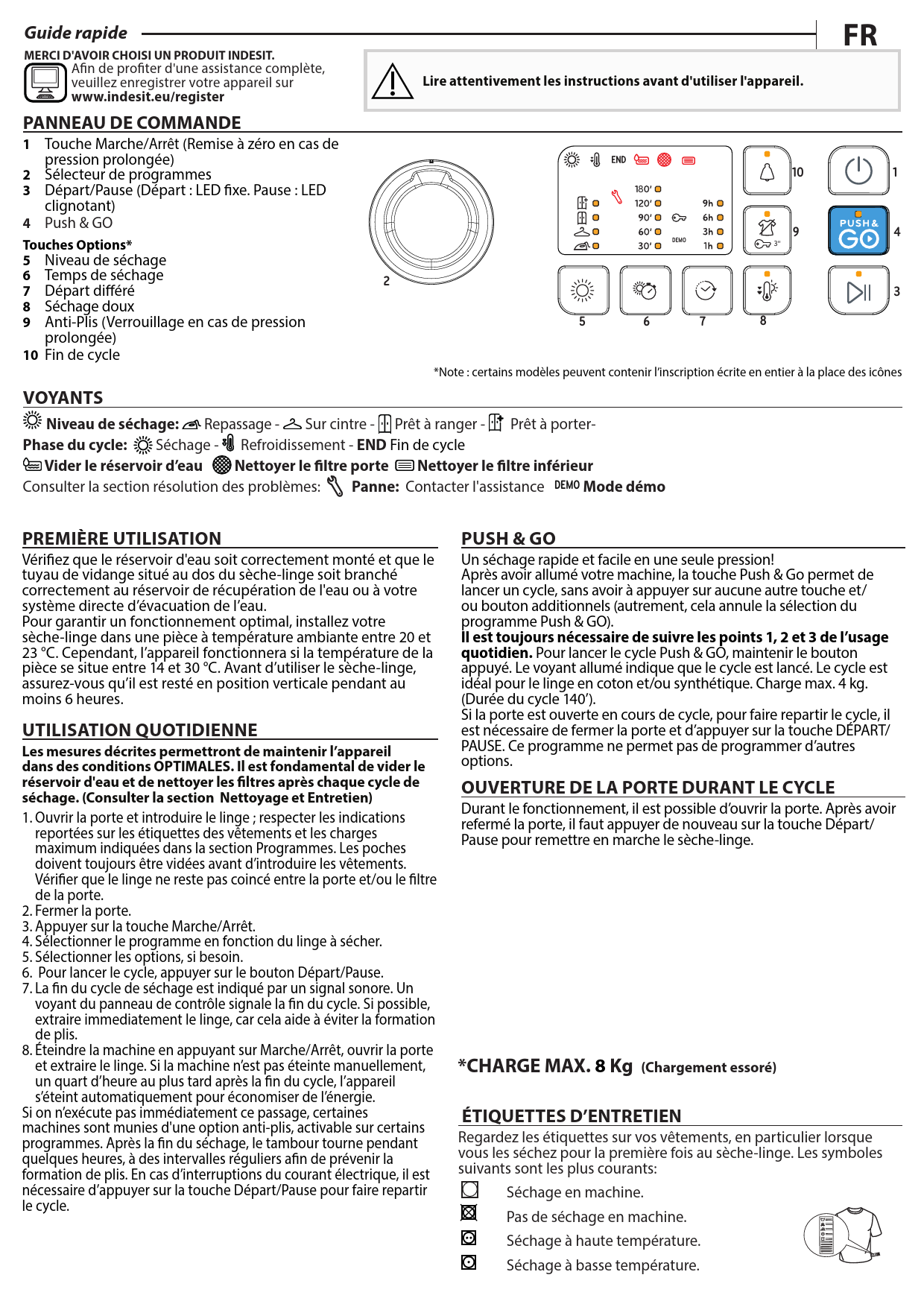 Notice sèchelinge INDESIT YTN M10 81 FR Trouver une solution à un — free download